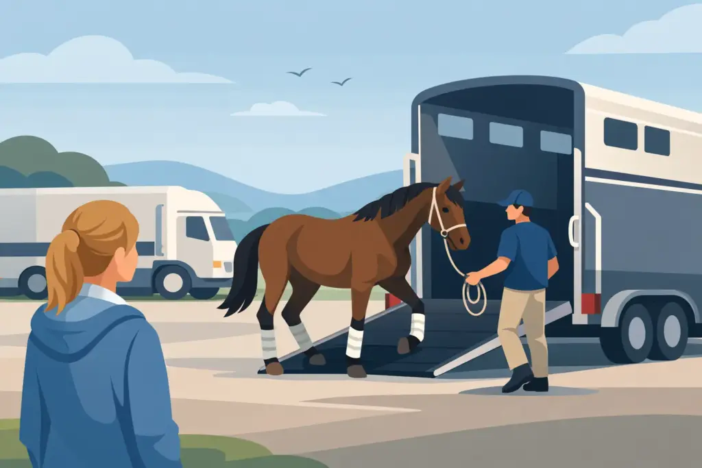 Een onervaren paard laten transporteren