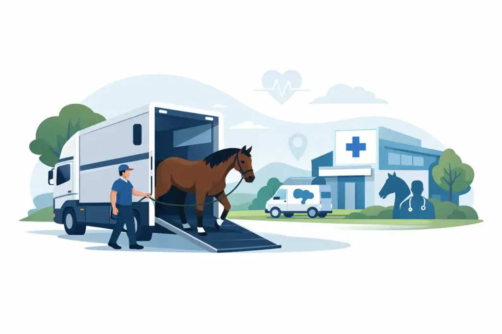 Een paard naar de kliniek laten vervoeren